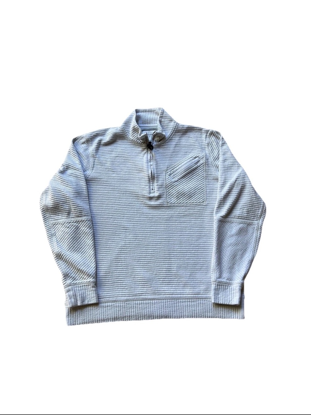 Billy Reid White Quilted Half Zip Pullover Sweater Size Large